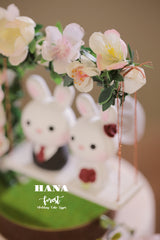 bunny and rabbit wedding cake topper