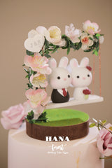 bunny and rabbit wedding cake topper