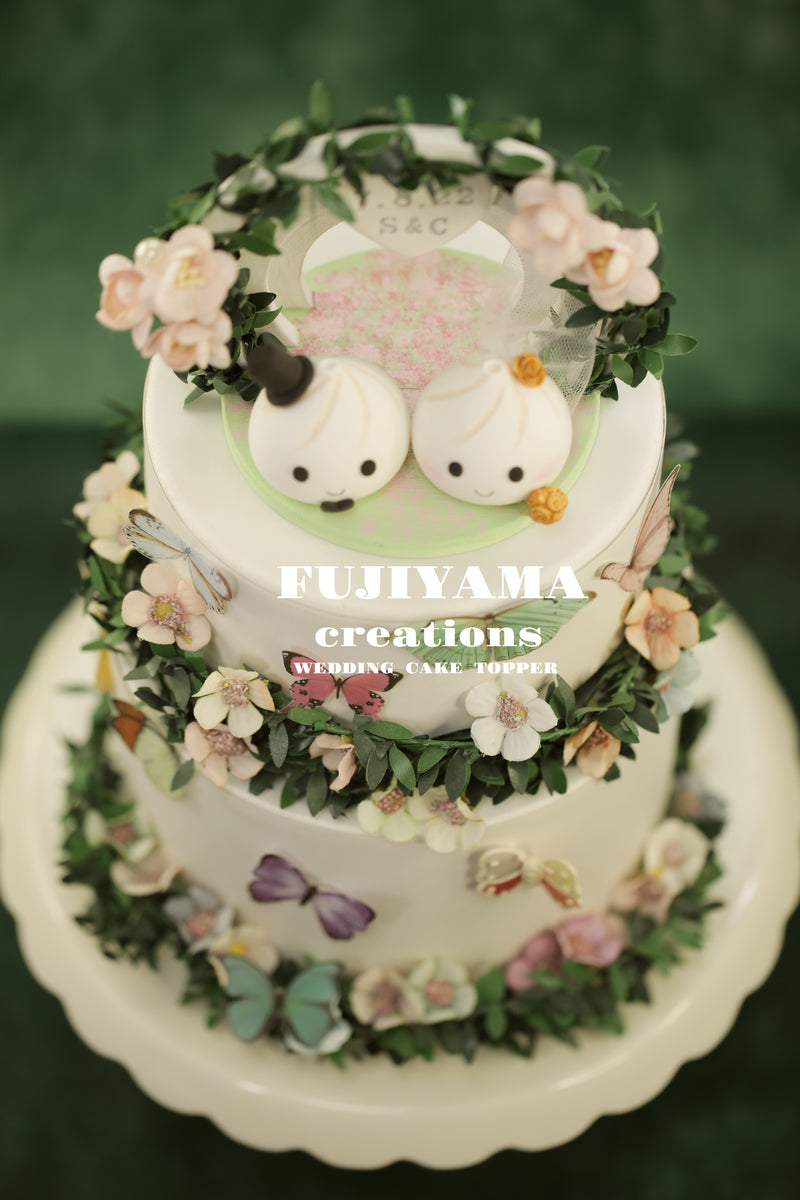 cute bao couple wedding cake topper