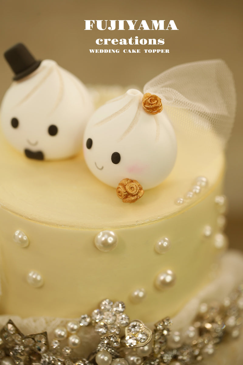 cute bao couple wedding cake topper