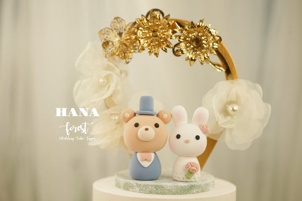 bunny and bear wedding cake topper