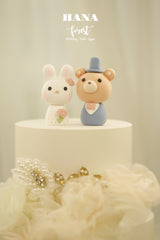 bunny and bear wedding cake topper