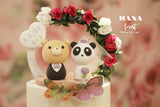 panda and bear wedding cake topper