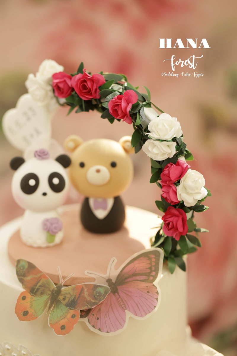 panda and bear wedding cake topper