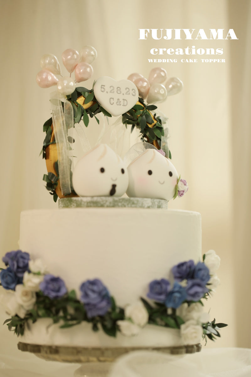 cute bao couple wedding cake topper