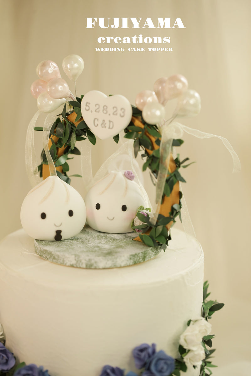cute bao couple wedding cake topper