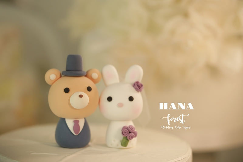 bunny and bear wedding cake topper