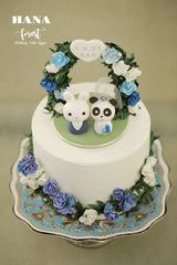 panda and bunny wedding cake topper