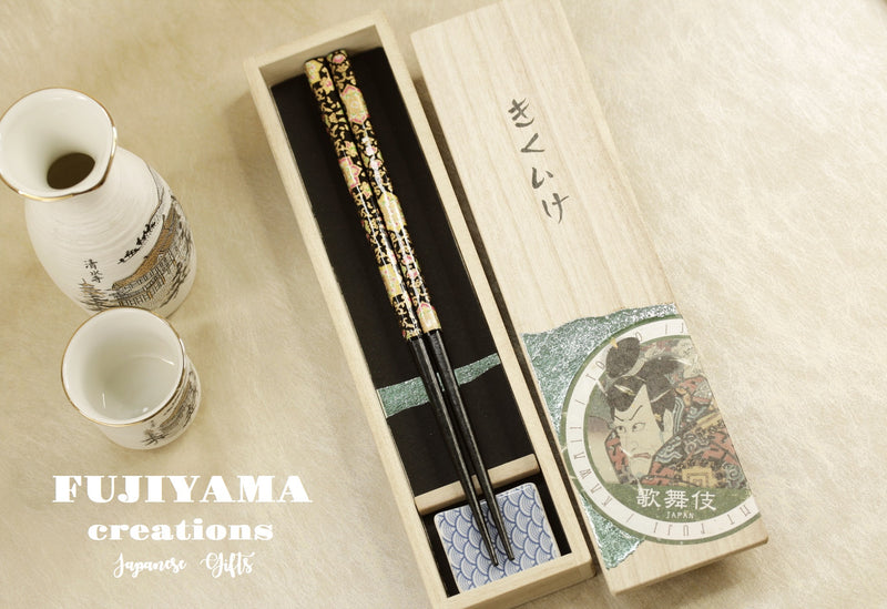 Handmade Japanese Chopsticks set with wooden box C219