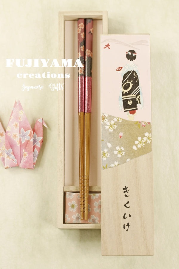 Handmade Japanese Chopsticks set with wooden box C220