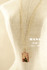 Japanese chiyogami locket necklace B167