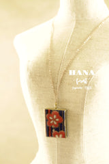 Japanese chiyogami locket necklace B166