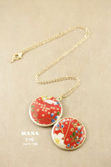 Japanese chiyogami locket necklace B161