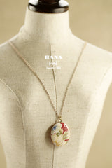 Japanese chiyogami locket necklace B144