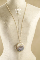 Japanese chiyogami locket necklace B162