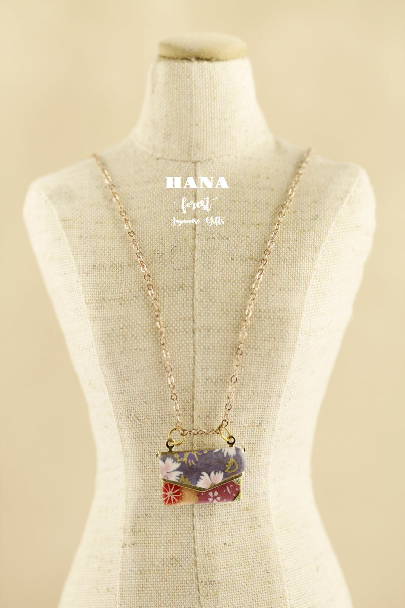 Japanese chiyogami envelope necklace B130