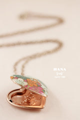 Japanese chiyogami locket necklace B122