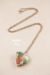 Japanese chiyogami locket necklace B122