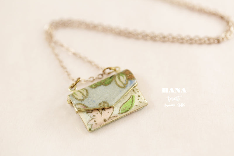 Japanese chiyogami envelope necklace B134