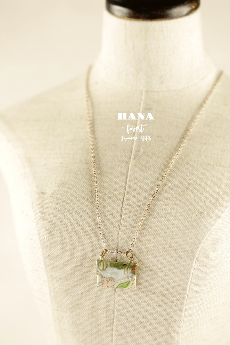 Japanese chiyogami envelope necklace B134
