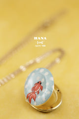 Japanese chiyogami locket necklace B142