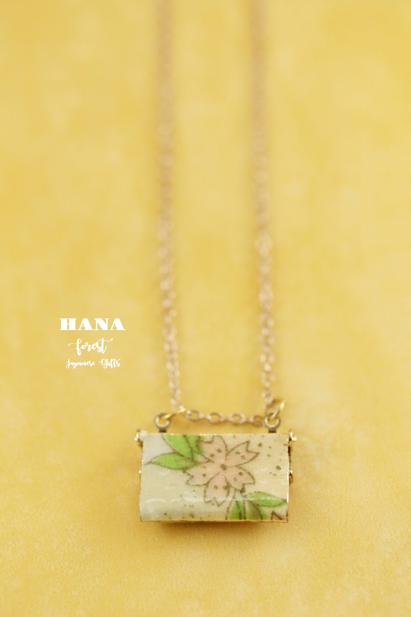 Japanese chiyogami envelope necklace B136