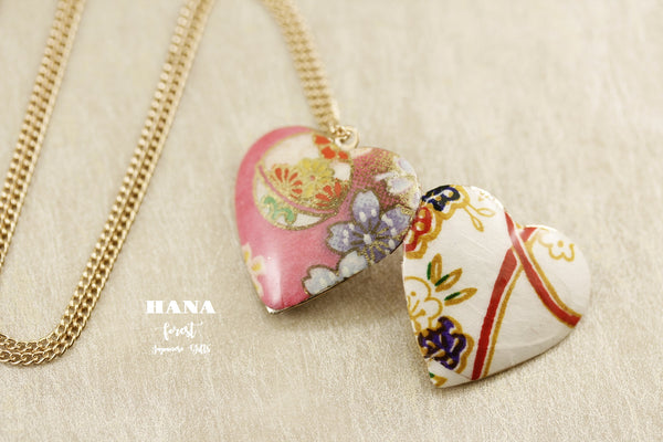 Japanese chiyogami locket necklace B148