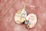 Japanese chiyogami locket necklace B139
