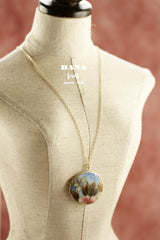 Japanese chiyogami locket necklace B158