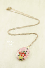 Japanese chiyogami locket necklace B138