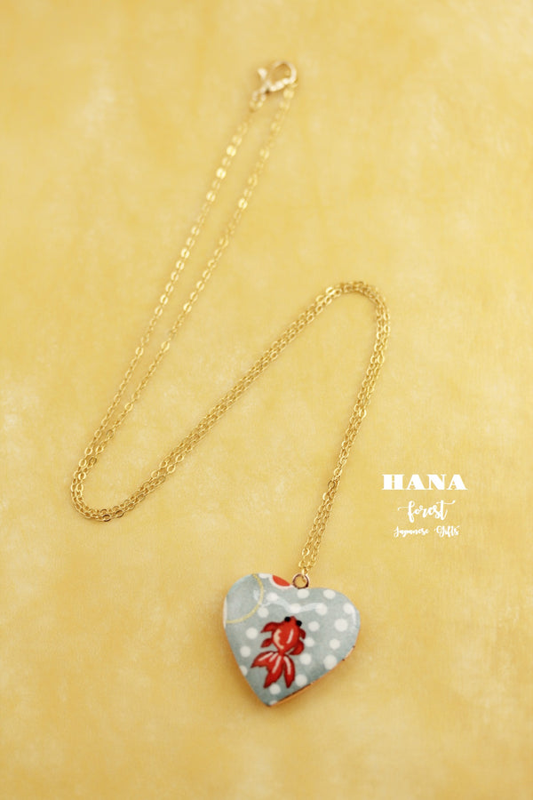Japanese chiyogami locket necklace B146