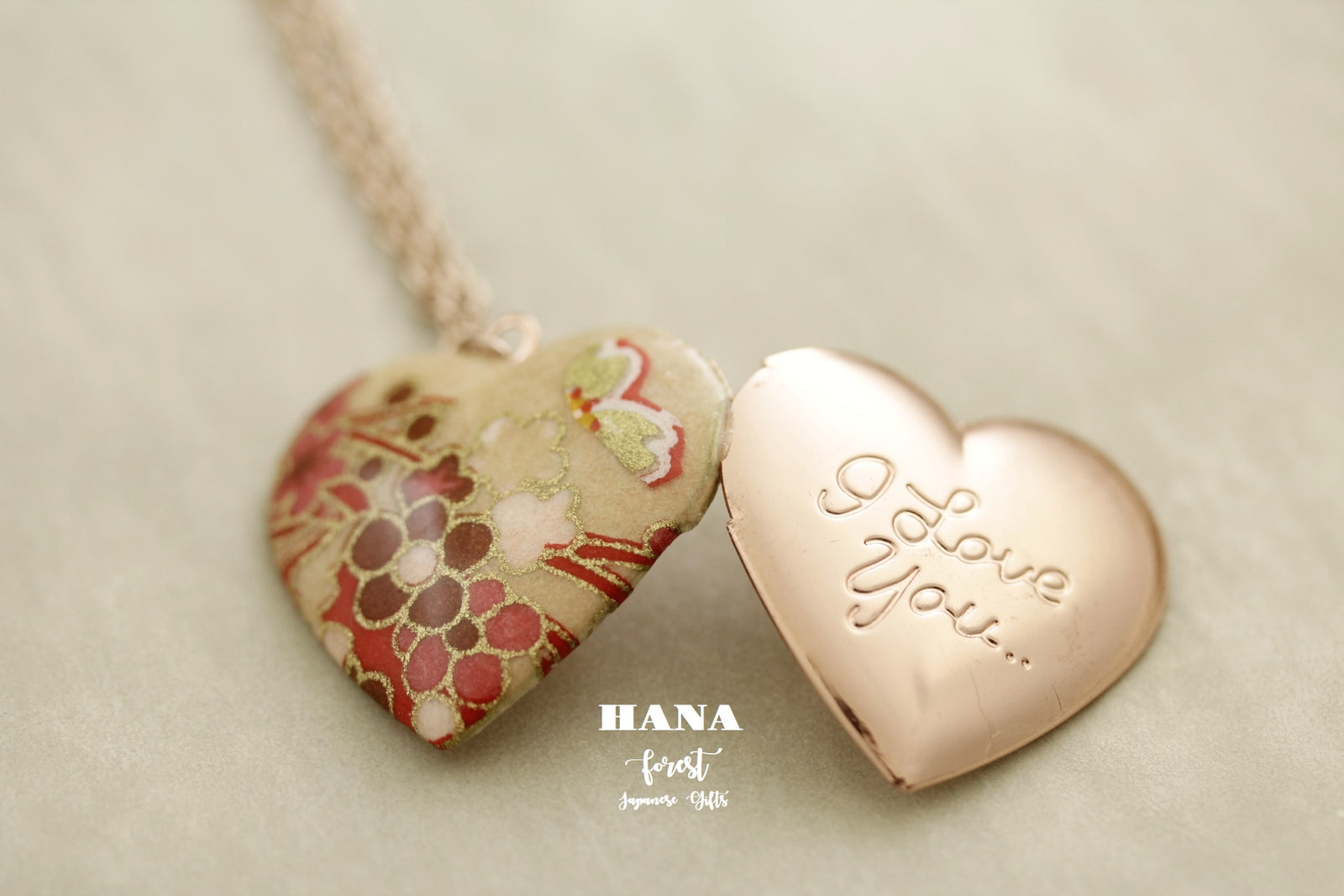 Japanese chiyogami locket necklace B120 – Kikuike Studio