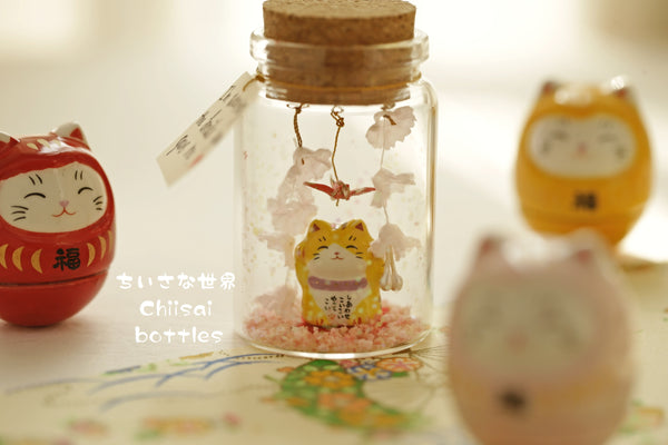lucky cat message in bottle