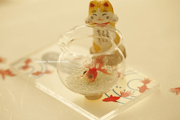 Handmade Japanese Kawaii Cat,neko and golden fish