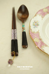 Handmade Japanese Chopsticks and spoon set with wooden box