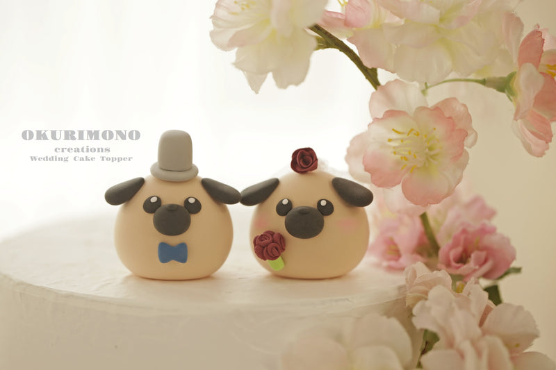pug wedding cake topper – Kikuike Handmade Studio