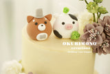 Shiba inu and Cow wedding cake topper