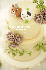 Shiba inu and Cow wedding cake topper