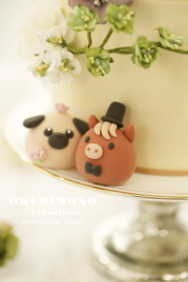 Horse and Pug Wedding Cake Topper