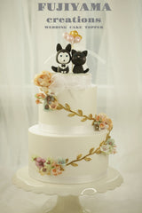 wolf husky and kitty wedding cake topper