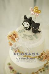 wolf husky and kitty wedding cake topper