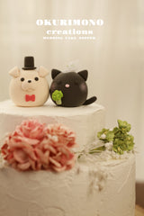 bulldog and Cat wedding cake topper