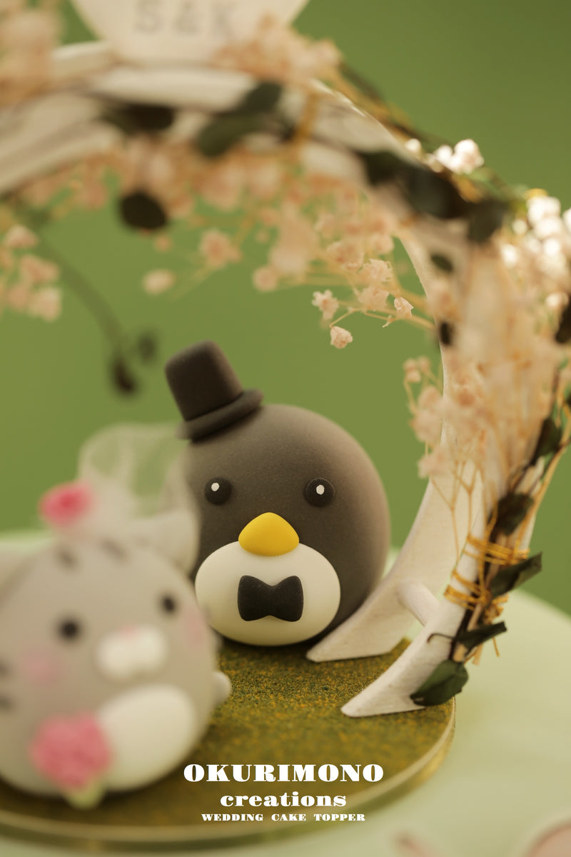 Penguin and Kitty Wedding Cake Topper