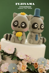 raccoon wedding cake topper