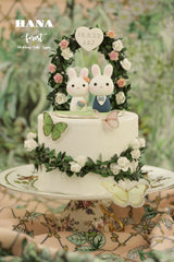 bunny and rabbit wedding cake topper