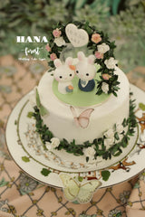 bunny and rabbit wedding cake topper