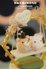 kitty and bear wedding cake topper