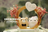 kitty and bear wedding cake topper