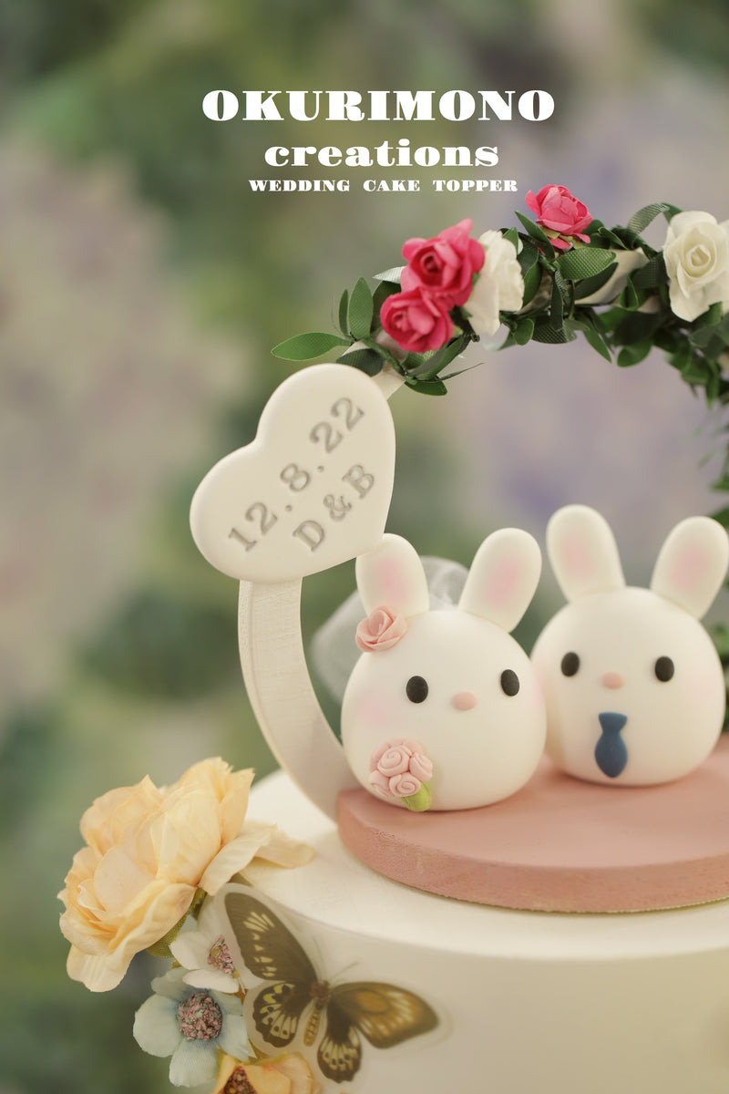 bunny and rabbit  wedding cake topper