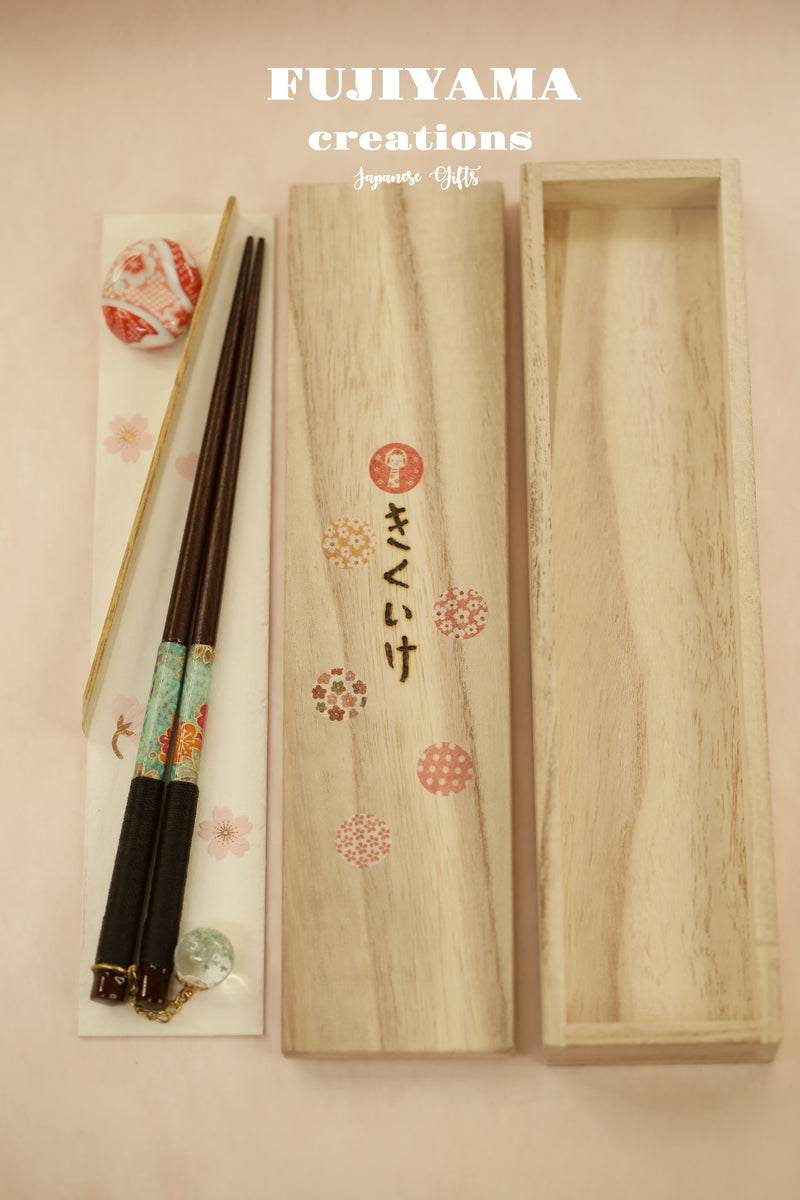 Handmade Japanese Chopsticks set with wooden box,C249